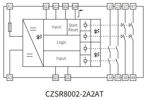 Схема реле безопасности для автоматических выключателей CZSR8002-2A2AT